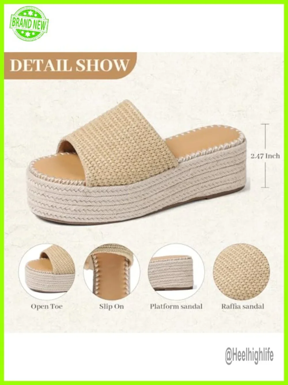 Espadrille Wedge Sandals Women Platform Slip On Raffia Slide Summer Beach Dressy